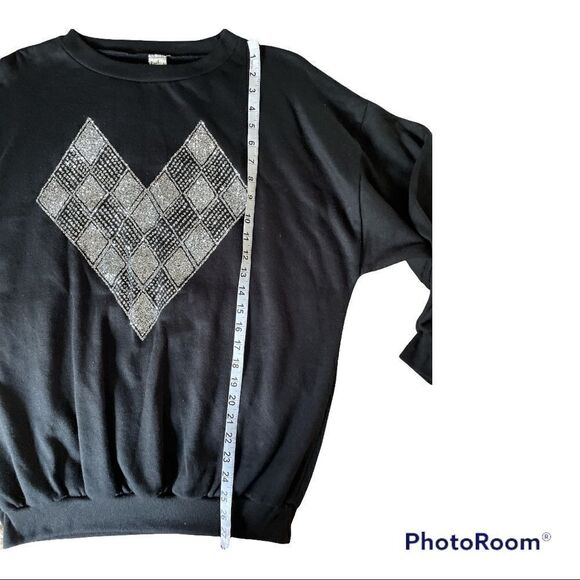 Vintage Sparkly Silver Glitter Heart design sweatshirt - Picture 4 of 7
